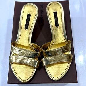 Louis Vuitton Gold Sandals Luxurious Design